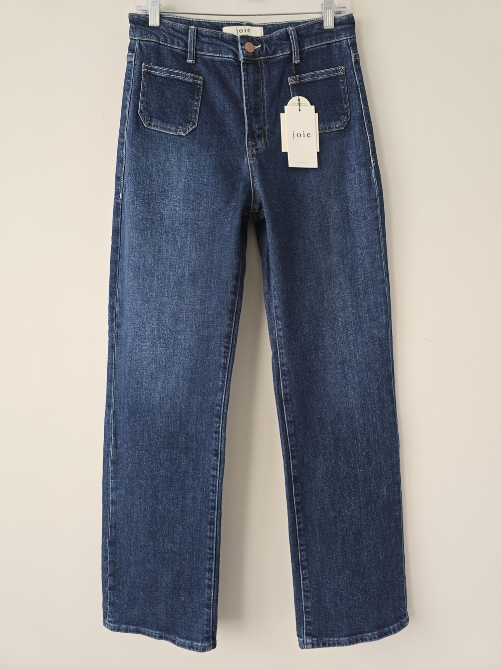 Joie High Rise Wide Leg Jeans 10 Dark Wash Patch Pockets NWT